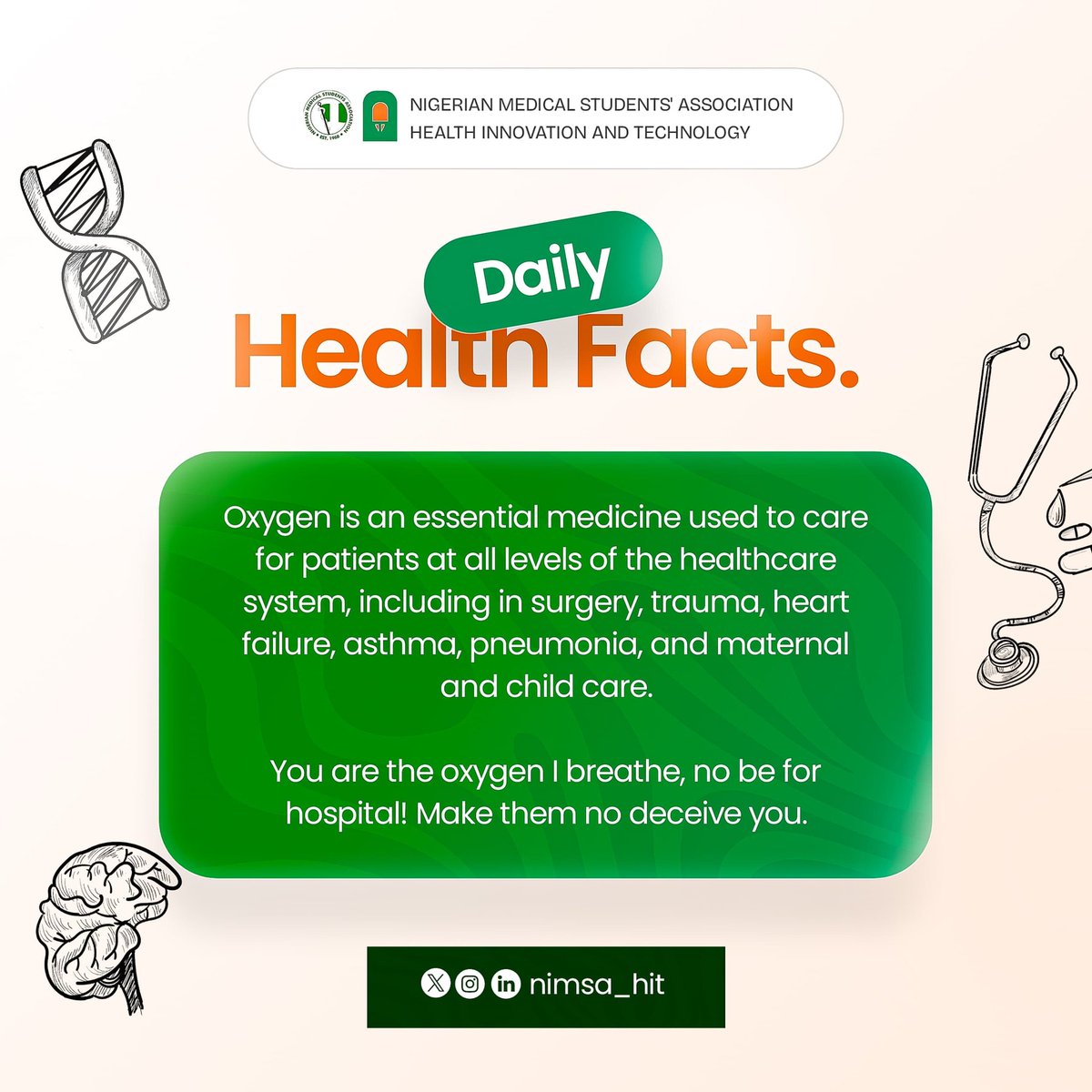 NHIT brings to you daily fun Health Facts💥–insights on health and the Hippocratic profession 🧑🏽‍⚕️you won’t easily find online🕸️. 

Elevating your health IQ 1⃣ fact at a time! 
🩺Stay informed, healthy, and ahead. 

⏰Join us daily for new insights🔭 to take control of your health!