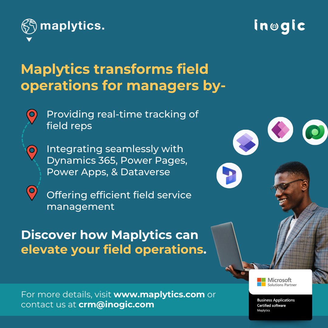 inogic's tweet image. Field teams struggle with routing, visibility &amp;amp; on-the-go decisions?
#Maplytics for #Dynamics365 brings smart maps, real-time tracking &amp;amp; geo-analytics right into your CRM!
Optimize field ops like a pro!
maplytics.com/blog/field-rep…
#Maplytics #CRM #FieldService #PowerPlatform