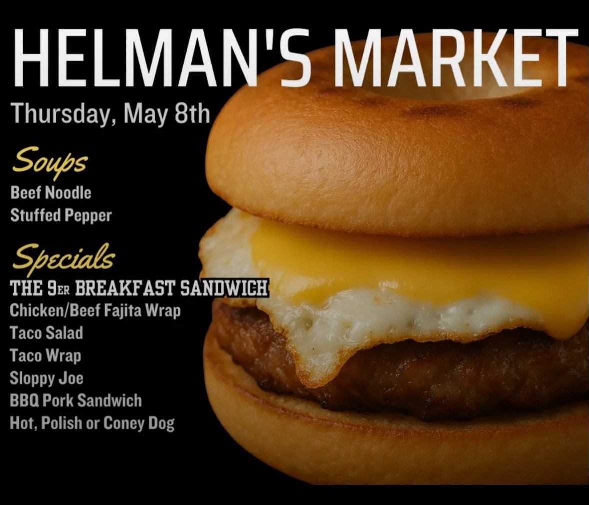 Back at it again today, just like the Scots! Check out Helmans “9er” Breakfast sandwich.