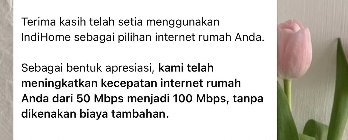 _milma's tweet photo. Kenapa orang2 pake indihome banyak komplain, di rumahku ga pernah masalah samsek. Malah barusan dpt upgrade gratis lagi yg tadinya 50mbps jadi 100mbps padahal aku bayarnya paket yg 30mbps aja. https://t.co/5MGYxjiQOK