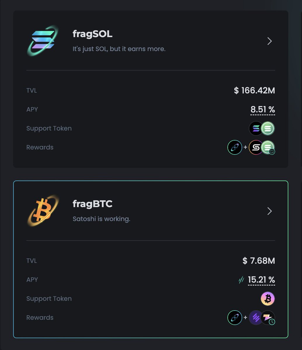 Slice (@crypto_slice) on Twitter photo One of the best places for Solana DeFi right now is <a href="/fragmetric/">Fragmetric</a> 🧠
Do these two things & thank me later:
1) wrap your fragSOL & loop it with <a href="/banx_gg/">Banx.gg 💵 Loans & Yield</a> to seriously farm F Points ➿
2) swap some SOL to zBTC & restake for impressive APYs with fragBTC 🪙 One of the best places for Solana DeFi right now is <a href="/fragmetric/">Fragmetric</a> 🧠
Do these two things & thank me later:
1) wrap your fragSOL & loop it with <a href="/banx_gg/">Banx.gg 💵 Loans & Yield</a> to seriously farm F Points ➿
2) swap some SOL to zBTC & restake for impressive APYs with fragBTC 🪙