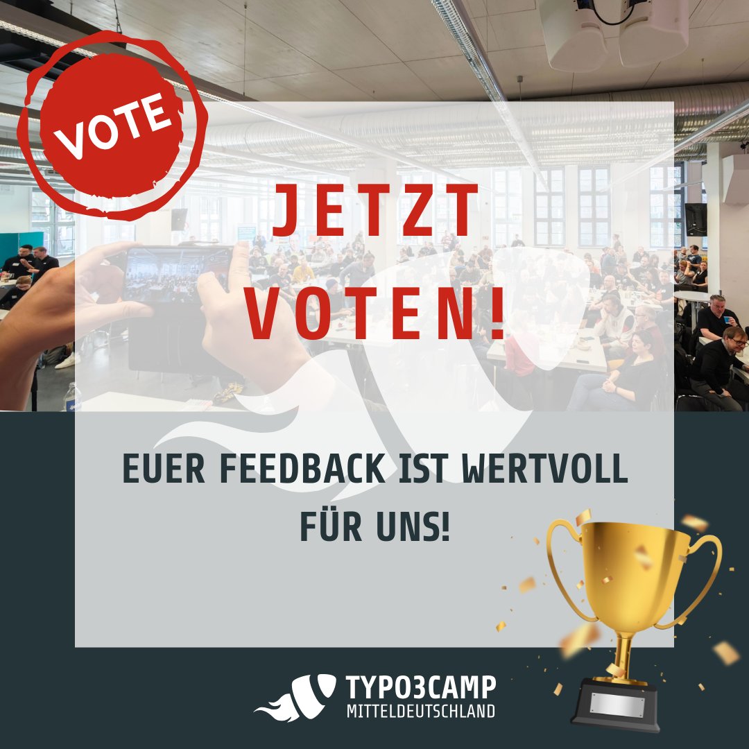 Wir brauchen eure Unterstützung 👉 Wenn euch das Camp gefallen hat, nehmt euch bitte 1 Min. Zeit und bewertet uns als bestes Camp! ⭐️ Euer Feedback ist super wertvoll für uns! Danke, dass ihr Teil der TYPO3CMD-Community seid! 💬💪

docs.google.com/forms/d/e/1FAI…

#TYPO3 #T3CMD