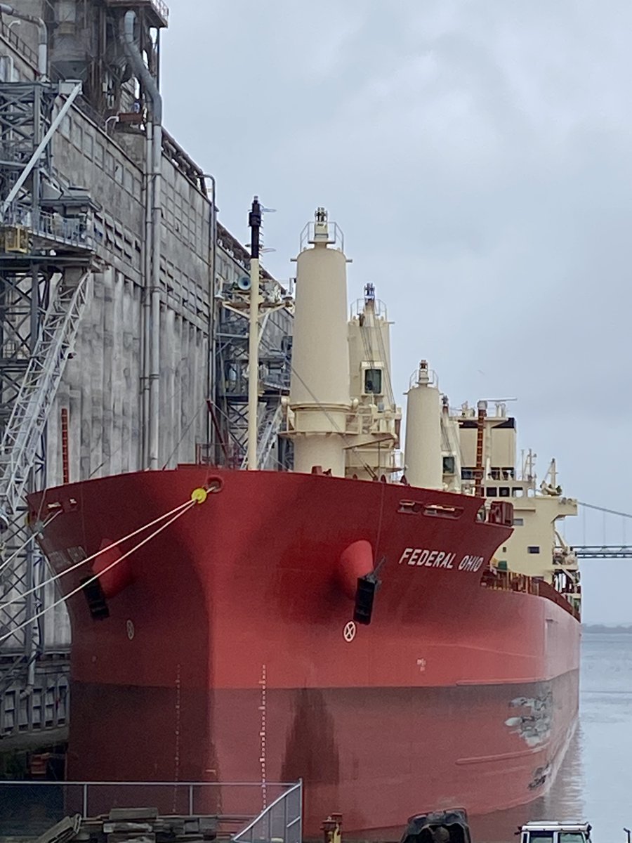 Hopefully the rain holds off so we can load corn onto the Federal Ohio which arrived this morning