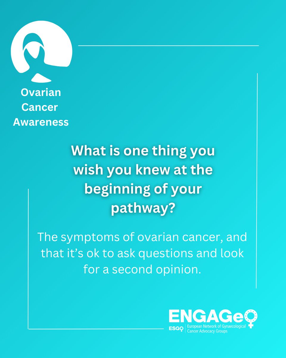 Today is World Ovarian Cancer Day 🩵

Bridget Carr 🇮🇪 is a survivor. She wants us to remember that it’s okay to ask questions—and even for a second opinion—if you notice ovarian cancer symptoms.

You can find our check-list of questions to ask the doctor about gynae cancers on