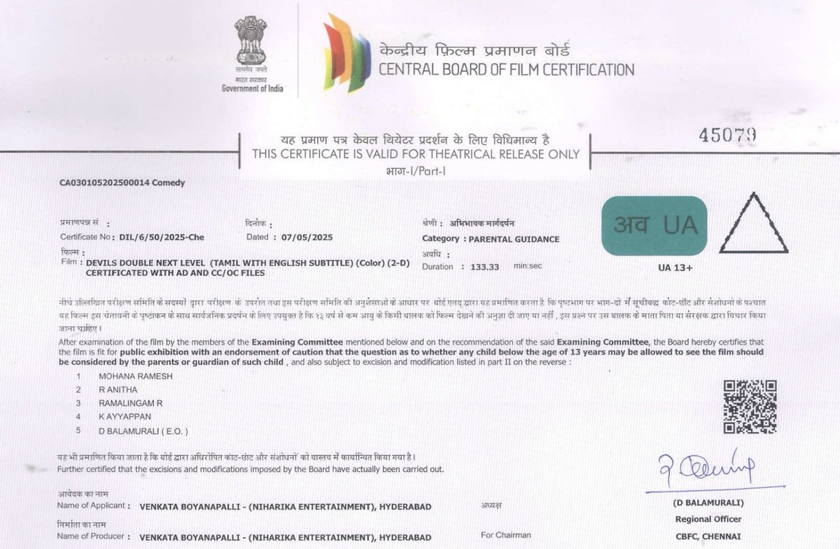 VijayKarthik27's tweet image. #DDReturns 2 - #DDNextLevel Censored &apos;UA&apos; with 2 Hours 13 Minutes runtime 👌🏾

In Cinemas May 16 💥

#Santhanam #Arya #GauthamVasudevMenon #DDReturns2 #DevilsDoubleNextLevel