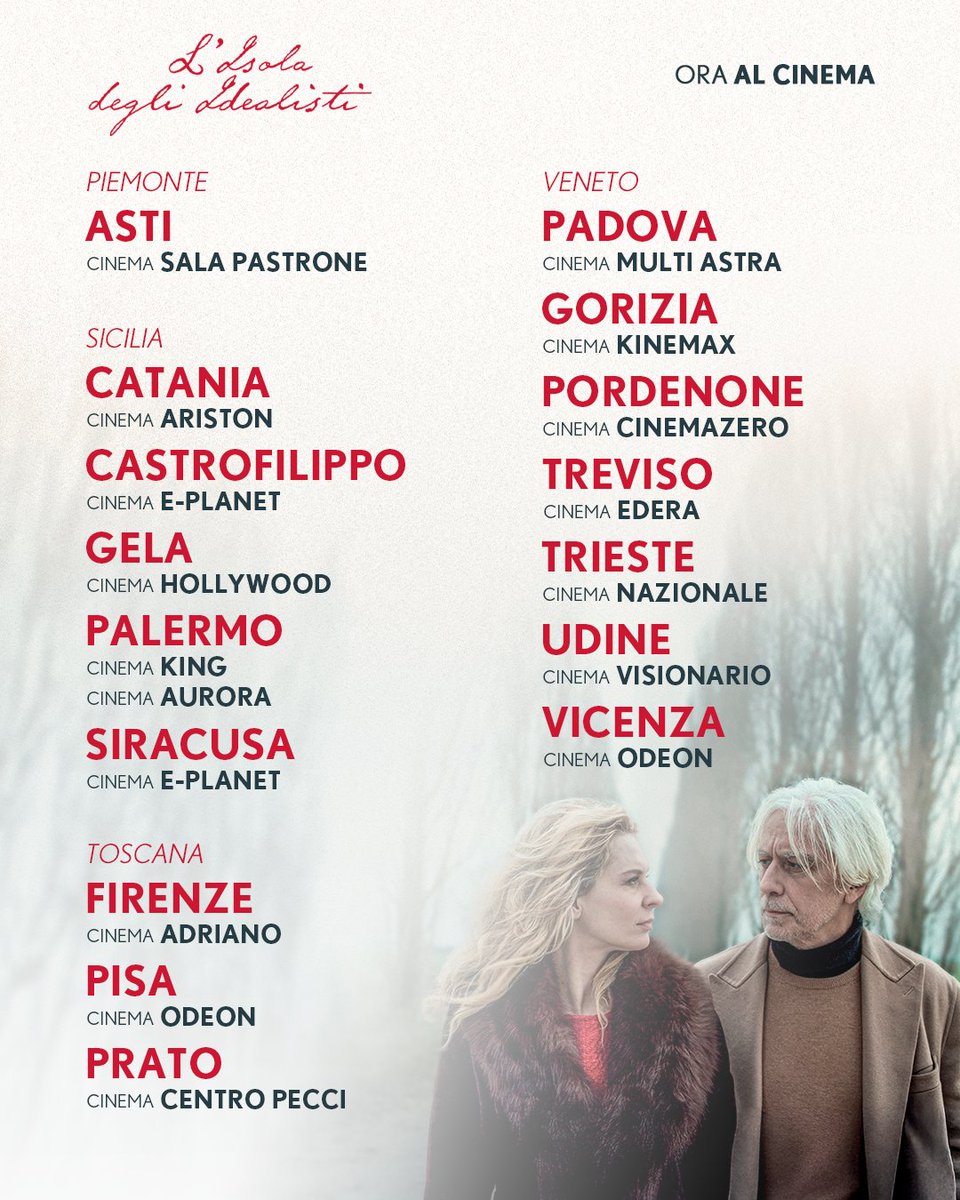 Elisabetta Sgarbi (@bettywrong) on Twitter photo L'ISOLA DEGLI IDEALISTI è ora al cinema!
Trova la sala più vicina a te.
Regia di Elisabetta Sgarbi
Sceneggiatura di Elisabetta Sgarbi e <a href="/eugenio_lio/">Eugenio Lio</a>
Una produzione <a href="/bibifilm/">BIBI Film</a> e Betty Wrong con <a href="/RaiCinema/">Rai Cinema</a> Una distribuzione <a href="/fandangoweb/">Fandango</a>
<a href="/lanavediteseoed/">La nave di Teseo</a>
#LIsolaDegliIdealisti L'ISOLA DEGLI IDEALISTI è ora al cinema!
Trova la sala più vicina a te.
Regia di Elisabetta Sgarbi
Sceneggiatura di Elisabetta Sgarbi e <a href="/eugenio_lio/">Eugenio Lio</a>
Una produzione <a href="/bibifilm/">BIBI Film</a> e Betty Wrong con <a href="/RaiCinema/">Rai Cinema</a> Una distribuzione <a href="/fandangoweb/">Fandango</a>
<a href="/lanavediteseoed/">La nave di Teseo</a>
#LIsolaDegliIdealisti