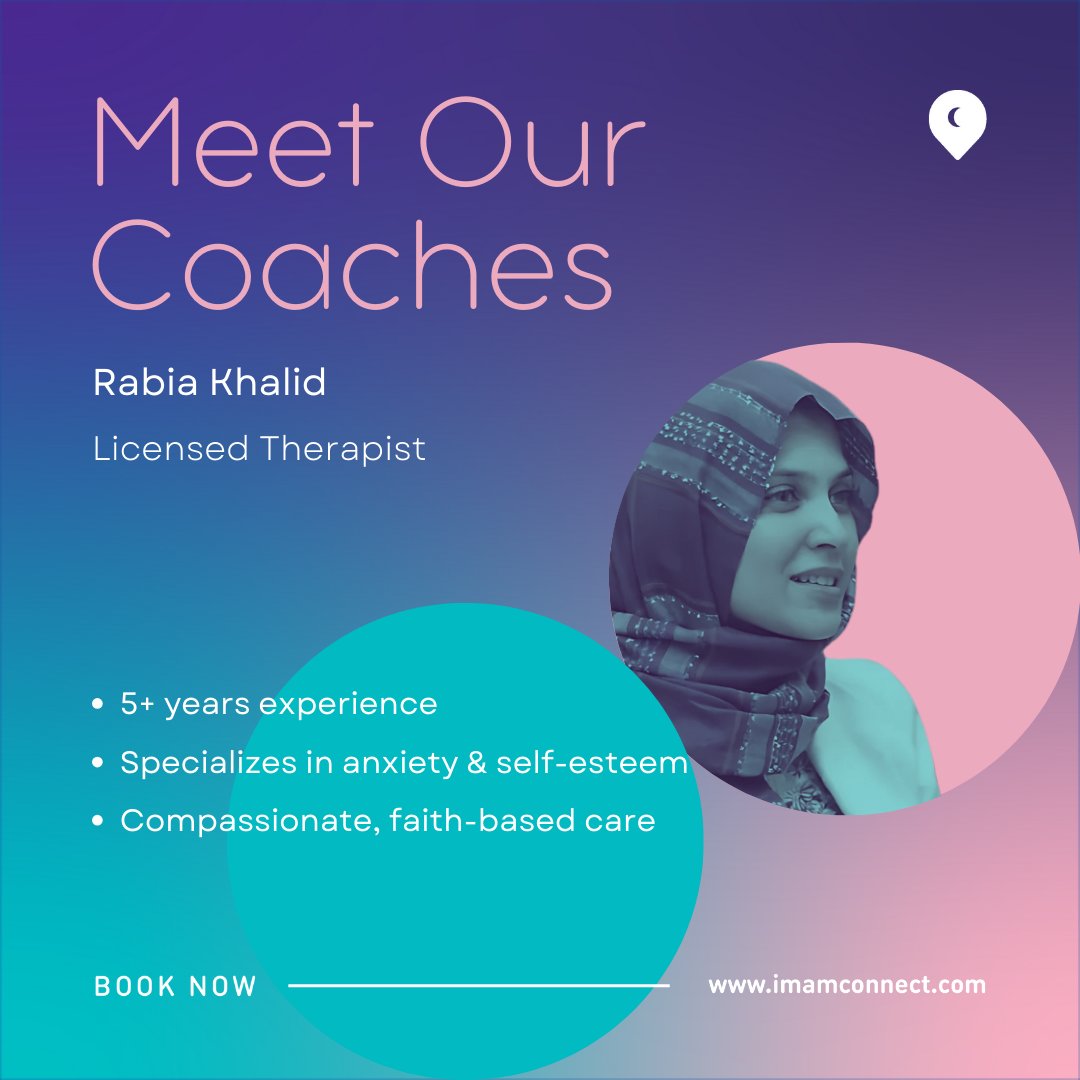 ImamConnect's tweet photo. Meet Rabia Khalid, a licensed therapist with over 5 years of experience. She specializes in anxiety, self-esteem, and offers compassionate, faith-based support. Book your session today through ImamConnect.

#FaithBasedTherapy #MentalWellness #ImamConnect https://t.co/aHGhX0YTrQ