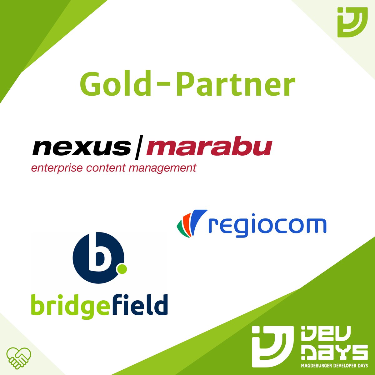 Magdeburger Developer Days (@devdaysmd) on Twitter photo Ein großes Danke geht an unsere Gold-Partner. 🥳🥇
Weitere Infos findet ihr auf unserer Sponsorenübersicht.
#mddevdays #mddevdays25 Ein großes Danke geht an unsere Gold-Partner. 🥳🥇
Weitere Infos findet ihr auf unserer Sponsorenübersicht.
#mddevdays #mddevdays25