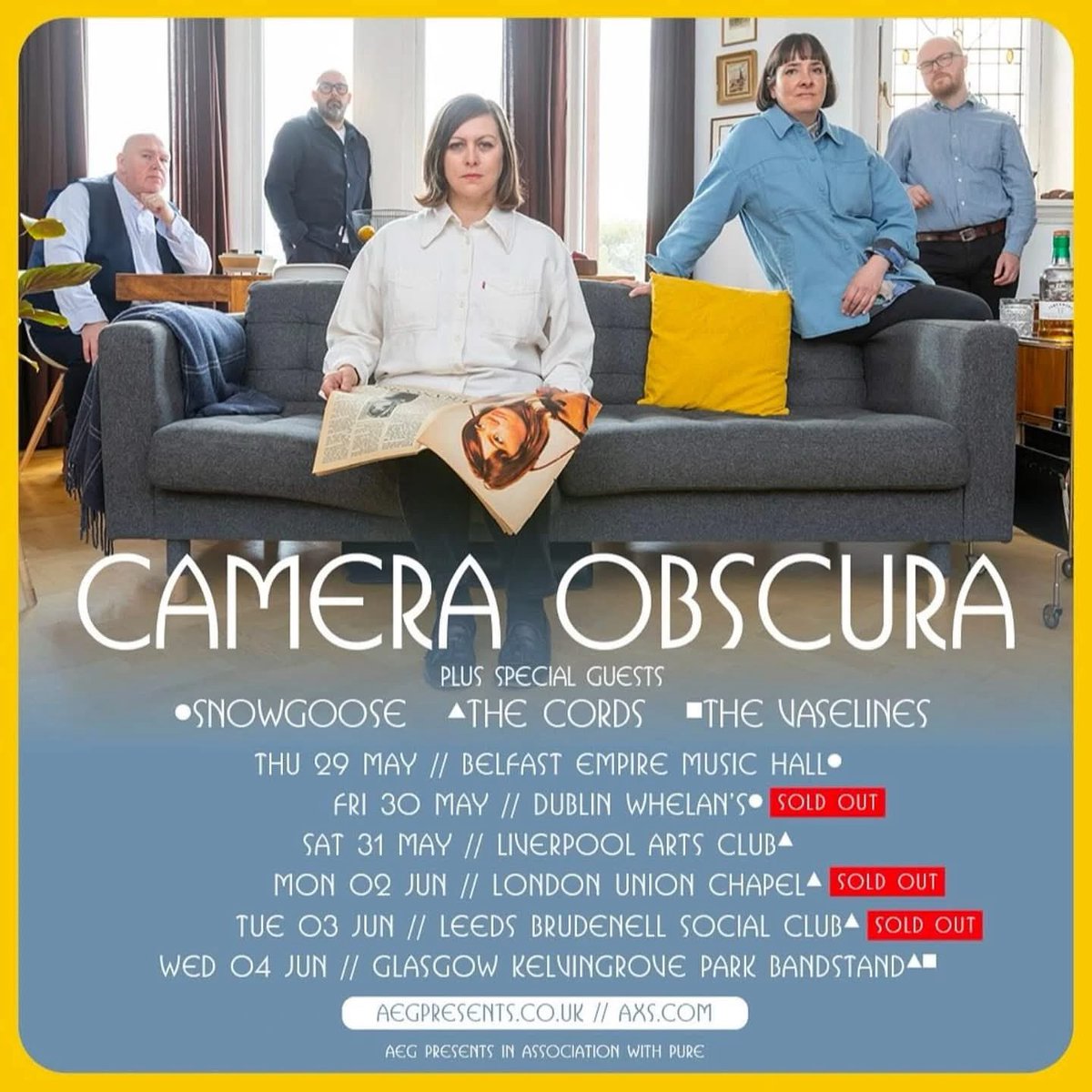Camera_Obscura_ (@camera_obscura_) on Twitter photo We are very excited to be playing live again soon and the fact we get to play with our friends <a href="/the_vaselines/">the_vaselines</a>, The Cords and <a href="/BandSnowgoose/">SnowgooseBand</a> is a real pleasure. Come and see us! We are very excited to be playing live again soon and the fact we get to play with our friends <a href="/the_vaselines/">the_vaselines</a>, The Cords and <a href="/BandSnowgoose/">SnowgooseBand</a> is a real pleasure. Come and see us!