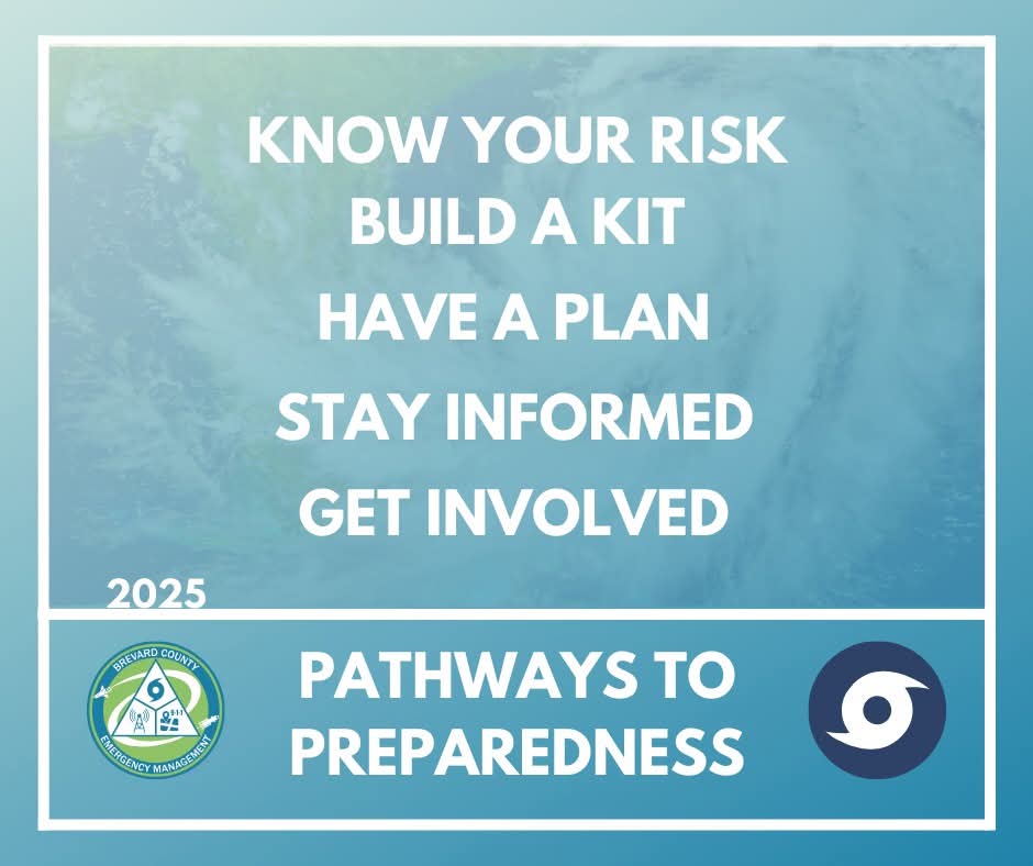 With a few more weeks until Hurricane Season, we want to remind our residents to be prepared for a tropical storm or hurricane to impact our area from June 1 through November 30.

Get more information on the 5 steps to preparedness on our website: brevardfl.gov/EmergencyManag…