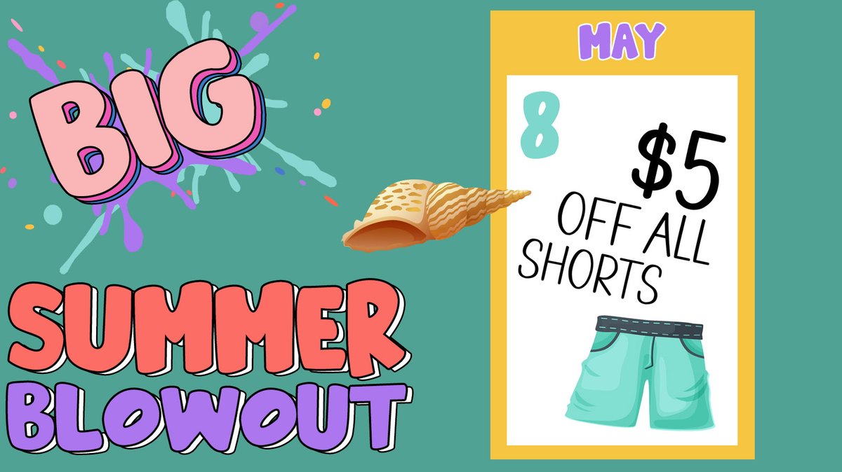 Get ready for Summer with today's short sale! 

Can't make it in? Shop online using code BIGSUMMERBLOWOUT for 10% OFF all SRU merch!
