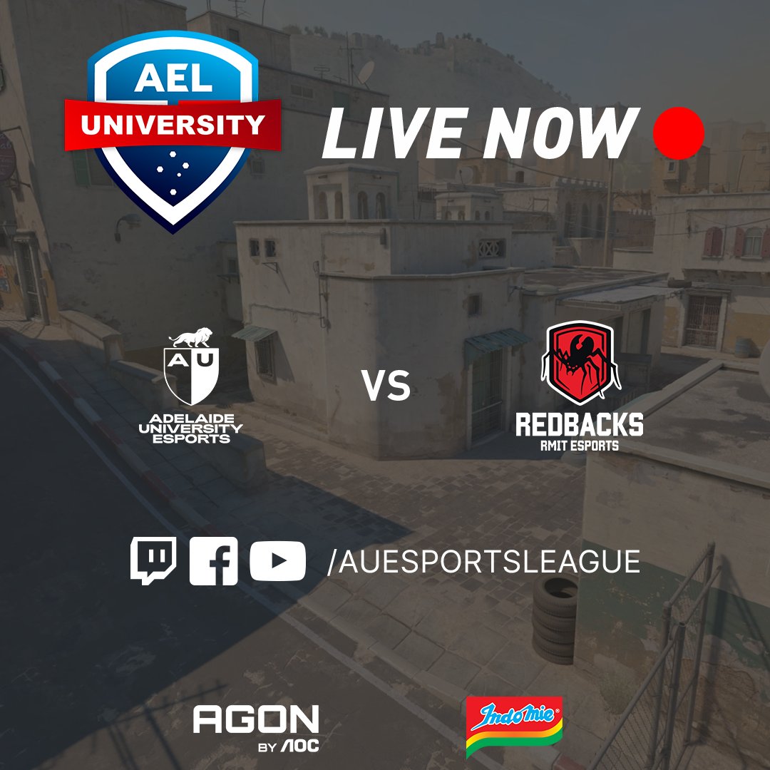 Australian Esports League (@auesportsleague) on Twitter photo To end off Matchday 6 of Counter-Strike we have <a href="/AUeSportsInc/">Adelaide University eSports</a> up against <a href="/RMITesports/">RMIT Esports & Games</a> 🔥
🔴 twitch.tv/auesportsleague
The AEL is proudly sponsored by <a href="/AGONbyAOC/">AGON by AOC</a> & <a href="/Indomielovers/">Indomie</a> To end off Matchday 6 of Counter-Strike we have <a href="/AUeSportsInc/">Adelaide University eSports</a> up against <a href="/RMITesports/">RMIT Esports & Games</a> 🔥
🔴 twitch.tv/auesportsleague
The AEL is proudly sponsored by <a href="/AGONbyAOC/">AGON by AOC</a> & <a href="/Indomielovers/">Indomie</a>