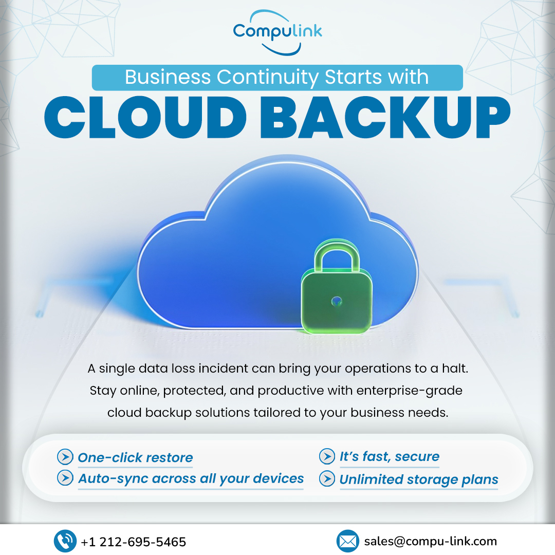 CompulinkTech's tweet image. Protect your operations with Compulink’s cloud-based backup services. If you need secure file backup, and automated data protection, our services are designed to keep your business running.

Call: +1 212-695-5465
Learn more: compu-link.com/cloud-backup-s…
#BusinessContinuity #compulink