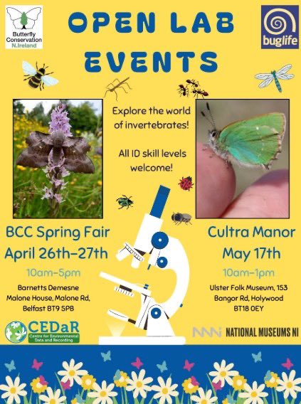CEDaR (@cedar__ni) on Twitter photo Join <a href="/BuglifeNI/">BuglifeNI</a> , CEDaR, <a href="/NatMuseumsNI/">National Museums NI</a> and <a href="/savebutterflies/">Butterfly Conservation 🦋</a> to explore the deeper world of invertebrates 🪲🐞🐜🪳
Guided through the use of microscopes and specimens 🔬
🗓️ 17 May 🕚 10:00am- 1:00pm
📌 Cultra Manor, <a href="/ufm_cultra/">Ulster Folk Museum</a>
Book free: trybooking.com/uk/EJGZ Join <a href="/BuglifeNI/">BuglifeNI</a> , CEDaR, <a href="/NatMuseumsNI/">National Museums NI</a> and <a href="/savebutterflies/">Butterfly Conservation 🦋</a> to explore the deeper world of invertebrates 🪲🐞🐜🪳
Guided through the use of microscopes and specimens 🔬
🗓️ 17 May 🕚 10:00am- 1:00pm
📌 Cultra Manor, <a href="/ufm_cultra/">Ulster Folk Museum</a>
Book free: trybooking.com/uk/EJGZ