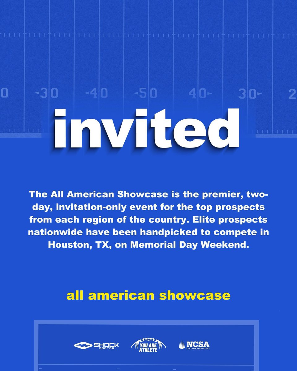 Thanks <a href="/youareathlete/">You Are Athlete</a> for the invite to the All American showcase 🤝🏾

<a href="/youareathlete/">You Are Athlete</a> <a href="/CoachSweeny/">Coach Sweeny</a> <a href="/sixstarfootball/">Six Star Football | PLUS+</a> <a href="/FootballDesoto/">DeSoto Football</a> <a href="/ODFBall/">Offense🏈Defense</a> <a href="/_EliteProspects/">🚨Elite Prospects🚨</a> <a href="/gobigrecruiting/">Go Big Recruiting</a> <a href="/DemetricDWarren/">Demetric D. Warren</a>