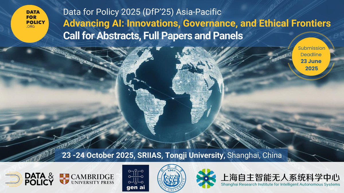 Call for Abstracts, Full Papers &amp; Panel Proposals – DfP’25 Asia-Pacific Edition!
🗓️ 23–24 Oct 2025 | 📍 SRIIAS, Tongji University, Shanghai, China
⏳ Submission Deadline: 23 June 2025
Conference Theme: “Advancing AI: Innovations, Governance, and Ethical Frontiers”

We are