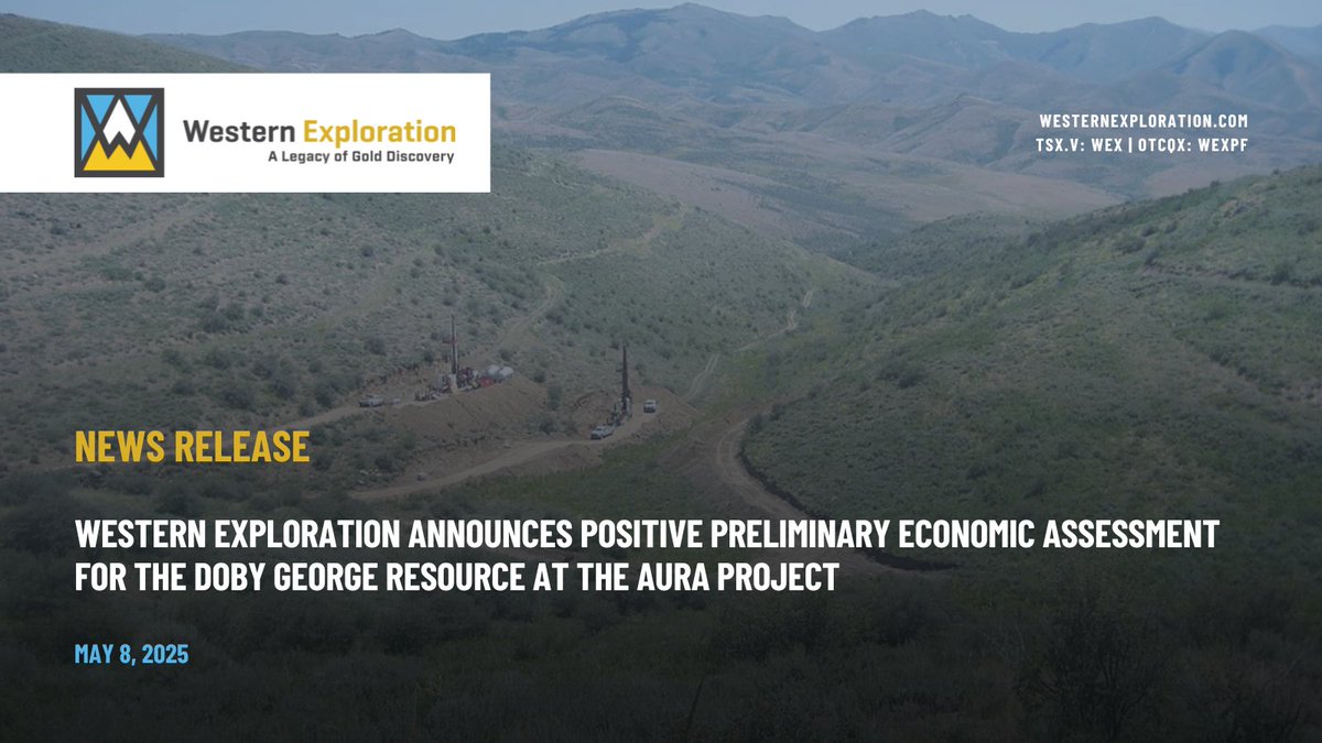 WEXExploration's tweet image. NEWS: Western Exploration Announces Positive Preliminary Economic Assessment for the Doby George Resource at the Aura Project
Read the full release on our website: bit.ly/43kKlSH
$WEX.V $WEXPF