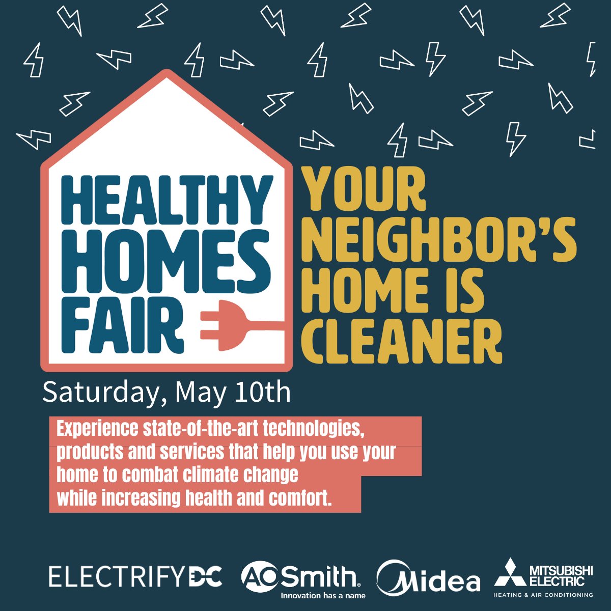 Is your neighbor’s home cleaner than yours? Learn how to one-up-them at the #HealthyHomesFair on Saturday May 10th at Catholic University. Experience state-of-the-art technologies, products and services to move to clean energy. Grab your free ticket now!  bit.ly/HHF2025