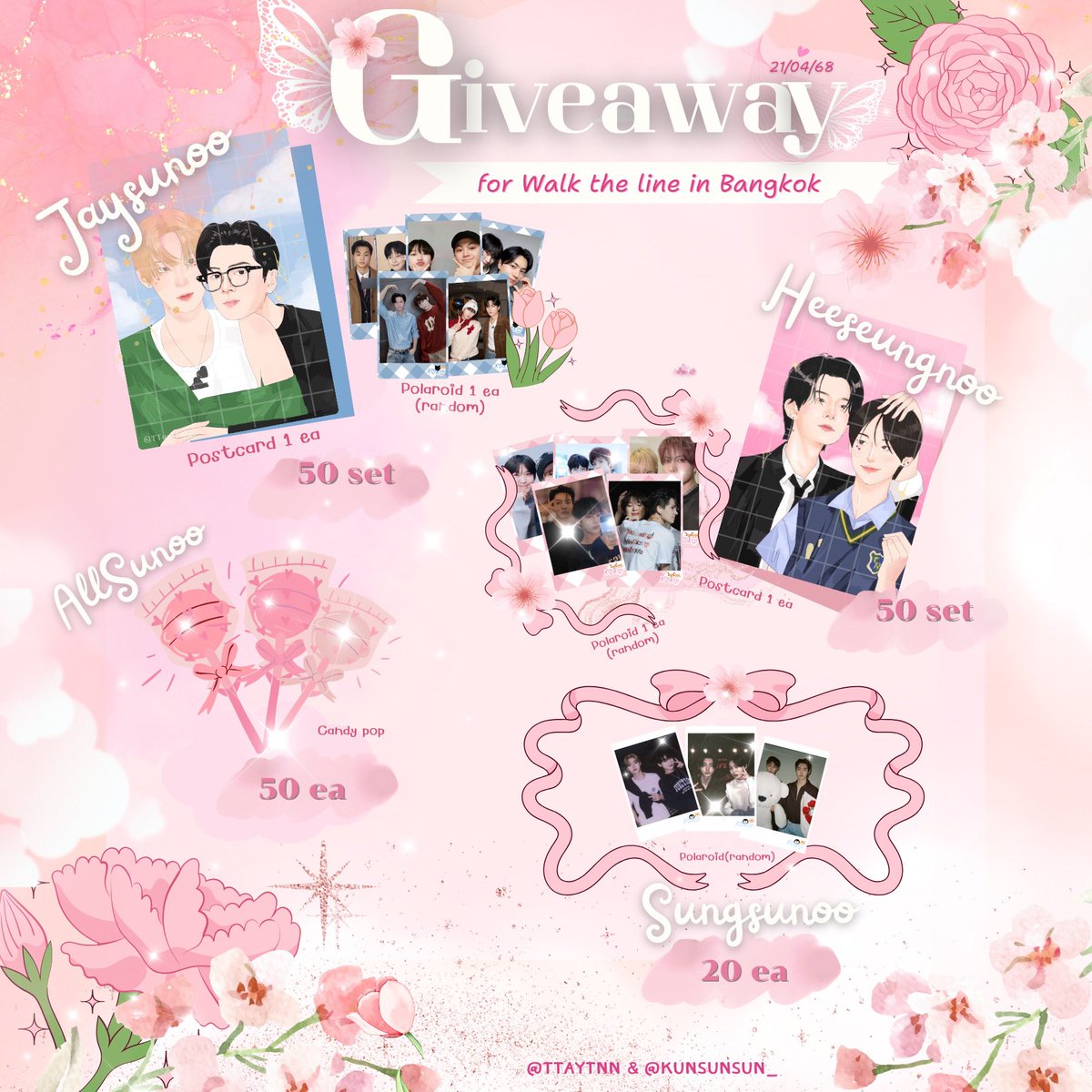 pls kindly rt🌷

𝓰𝓲𝓿𝓮𝓪𝔀𝓪𝔂 rt&amp;show this tw✨
#WALKTHELINE_IN_BANGKOK 
#EN_WORLDTOUR_WALKTHELINE

 🗓️ 21 june 2025
📍Rajamangala national stadium 
⏰ TBA

✨Heeseungnoo 50 set ! 
☁️Jaysunoo 50 set ! 
🌸Sungsunoo  20 ea !
🍭Allsunoo 50 ea !

from <a href="/TTayTnn/">อันปัน fan account</a> &amp; <a href="/kunsunsun_/">꒰hoonuwu꒱</a>