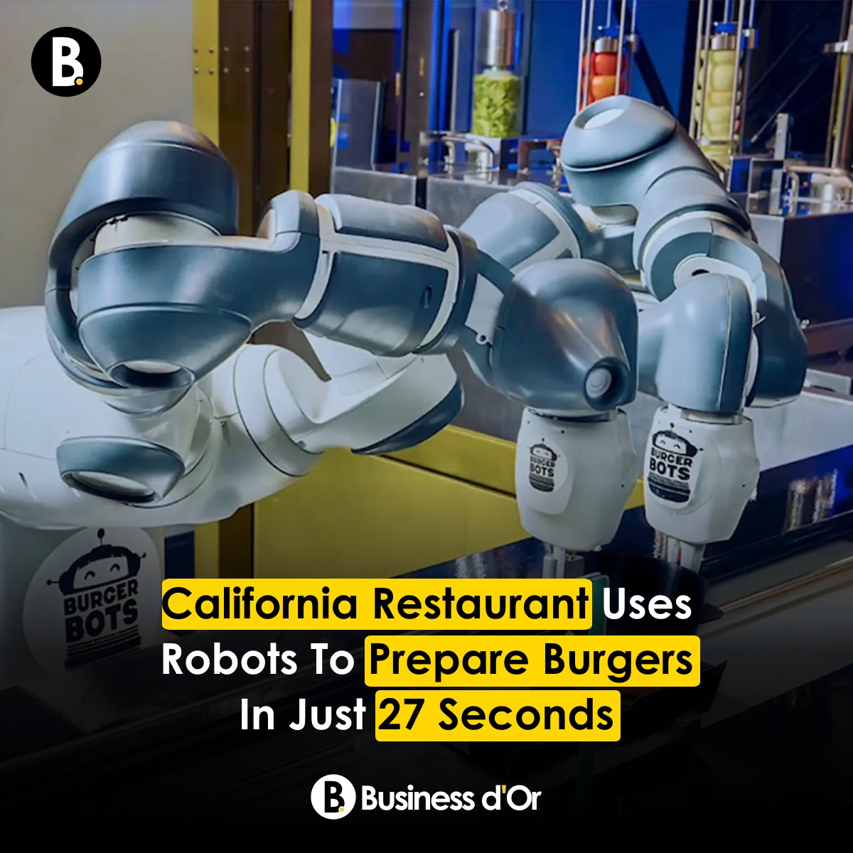 BusinessdOr's tweet image. A new restaurant in Los Gatos, California, is using robots to make burgers. ABB Robotics and BurgerBots have teamed up to fully automate the process using ABB’s IRB 360 FlexPicker and YuMi robots.

#ABBRobotics #BurgerBots #FoodTech #RobotRestaurant #Automation #businessdor