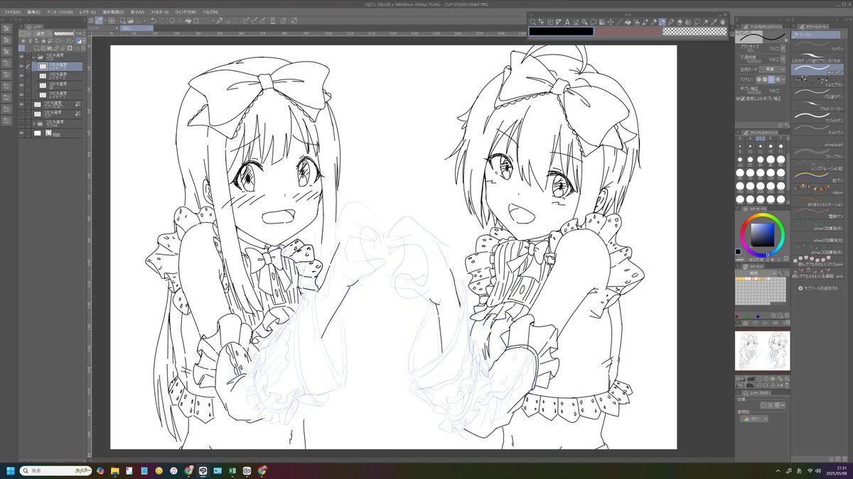 フリルと手が描けなくて永遠にここで止まってる 