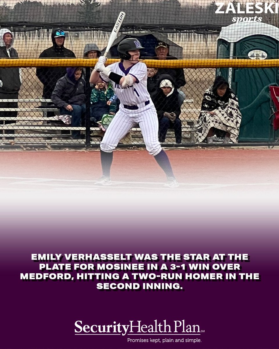 On Monday night, Emily Verhasselt crushed a two-run home run in Mosinee's conference win over Medford.
