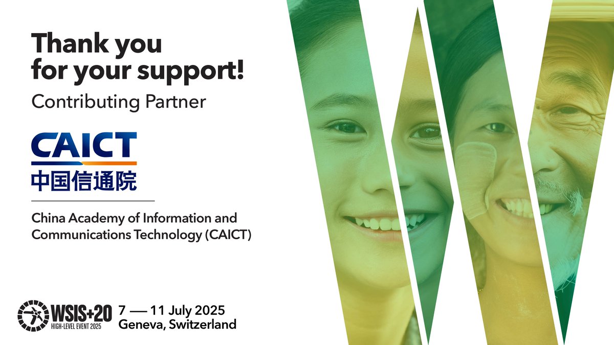 📣PARTNERSHIP ANNOUNCEMENT!     

Thank you,CAICT for your continuous support to #WSIS process!

Interested in becoming a partner for WSIS+20 High-Level Event 2025 in July?

Find out more itu.int/go/PCLW 

Together, we will keep building #WSIS milestones!