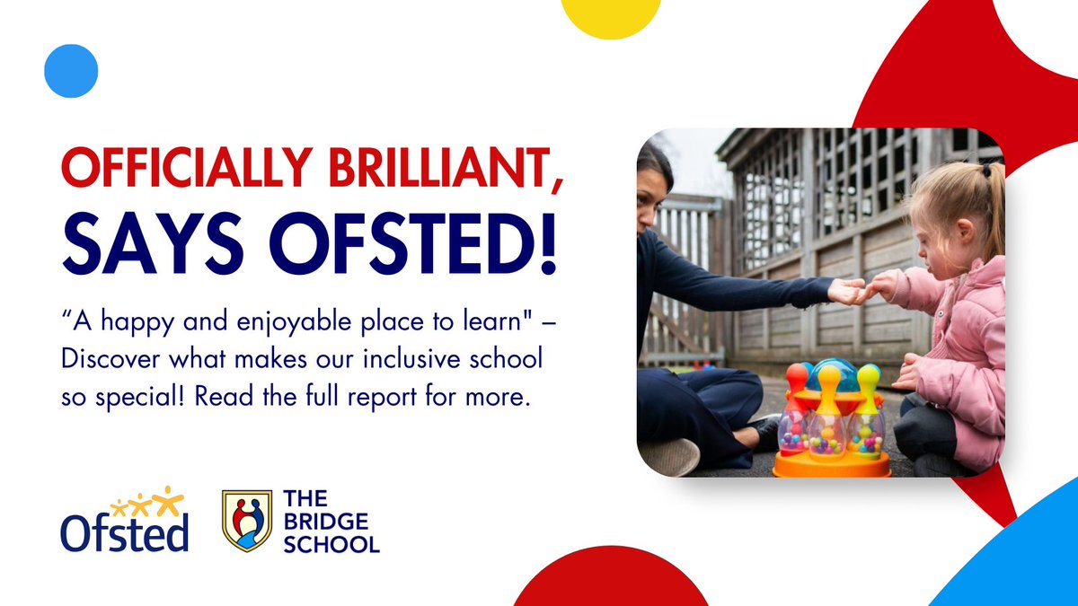 We’re celebrating The Bridge School’s recent Ofsted praise! 🌟 “A happy and enjoyable place to learn.” Read more about what makes our school special. 👉 bridge.fet.ac/celebrating-th… 
#Ofsted #TheBridgeSchool #InclusiveEducation