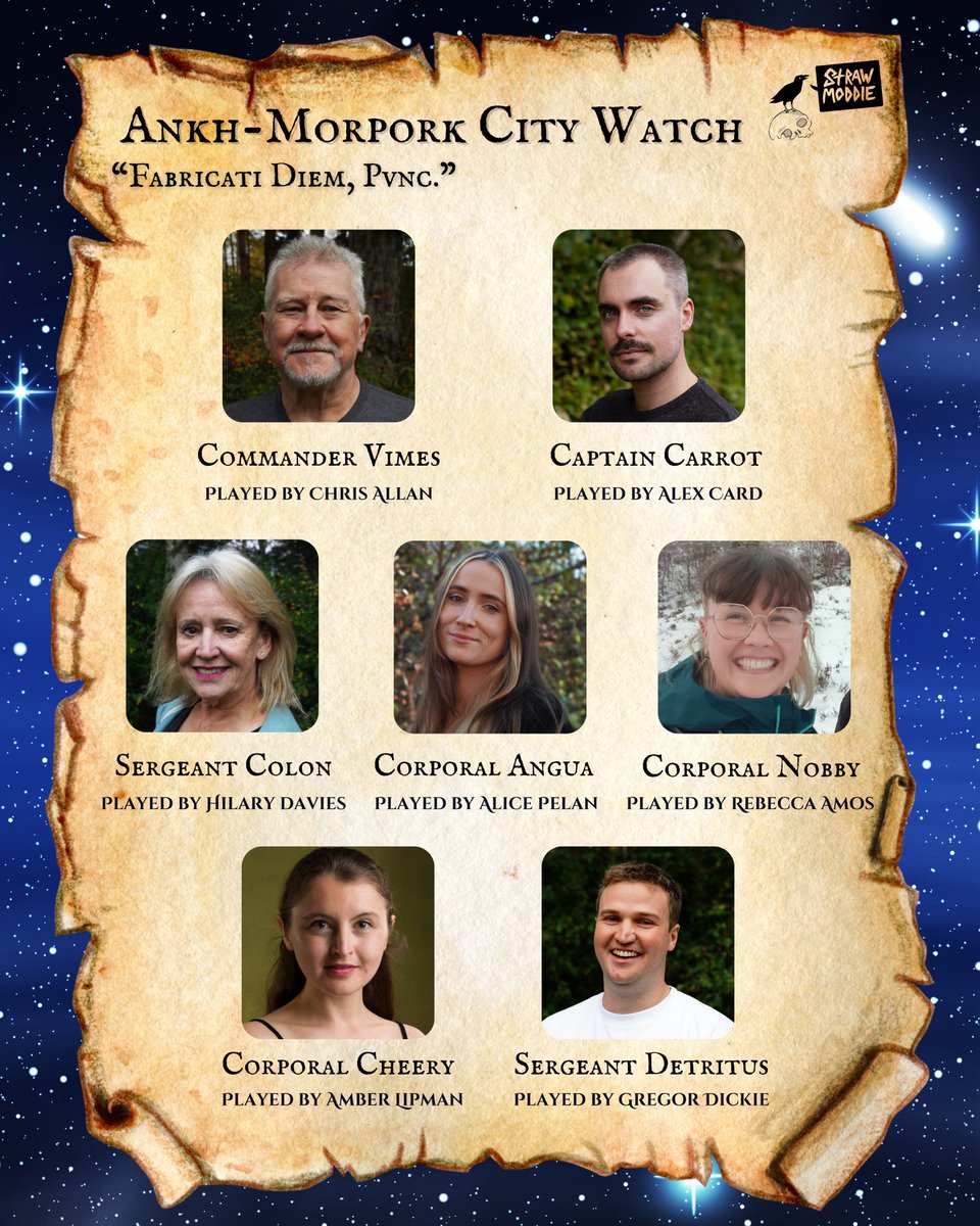 Strawmoddie Theatre Company (@strawmoddie) on Twitter photo The Watch returns!
Ankh-Morpork’s finest (and weirdest) are back on the case in Terry Pratchett’s Feet of Clay, adapted by <a href="/StephenPBriggs/">Stephen Briggs</a>.
Part of <a href="/CymeraF/">Cymera Festival</a> this June!
🗓️ 5–8 June 2025
📍 Pleasance Theatre, Edinburgh
🎟️ bit.ly/4jroD58
#TerryPratchett #Discworld The Watch returns!
Ankh-Morpork’s finest (and weirdest) are back on the case in Terry Pratchett’s Feet of Clay, adapted by <a href="/StephenPBriggs/">Stephen Briggs</a>.
Part of <a href="/CymeraF/">Cymera Festival</a> this June!
🗓️ 5–8 June 2025
📍 Pleasance Theatre, Edinburgh
🎟️ bit.ly/4jroD58
#TerryPratchett #Discworld