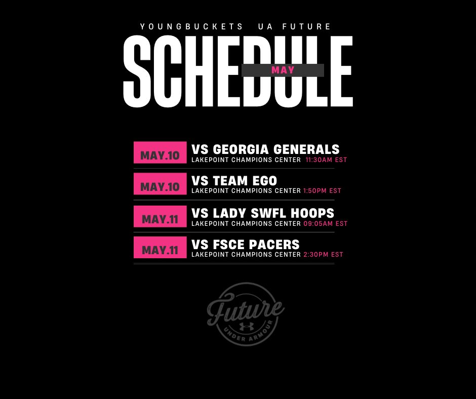 Youngbuckets Girls Basketball Club (@yb_girls) on Twitter photo 𝗙𝗜𝗥𝗘𝗗 🆙 for <a href="/circuitfuture/">UA Future</a> this weekend. Come watch us play!
#weareyoungbuckets
<a href="/PRO_Movement1/">#PRO Elevation Inc. | #PRO Movement Athletics</a>
<a href="/UARiseGirls/">UA Rise Girls I Basketball</a>
<a href="/UANextGHoops/">Girls UAA</a>
<a href="/PrepHoopsGA/">Prep Hoops Georgia</a>
<a href="/NEGARecruits/">Northeast Georgia Recruits</a>
<a href="/BFishHoops/">Brandon Fisher</a>
<a href="/PrepGirlsHoops/">Prep Girls Hoops 🏀</a>
<a href="/LadyTHoops/">NorthHallWBB</a> <a href="/lumpkinwbb/">Lumpkin County WBB</a> <a href="/FanninWBB/">Fannin Lady Rebels Basketball</a> <a href="/UCLadyPanthers/">UC Girls Basketball</a> <a href="/EHLVbasketball/">Lady Vikings Basketball</a> <a href="/WhiteCo_WBB/">White County Lady Warriors</a> 𝗙𝗜𝗥𝗘𝗗 🆙 for <a href="/circuitfuture/">UA Future</a> this weekend. Come watch us play!
#weareyoungbuckets
<a href="/PRO_Movement1/">#PRO Elevation Inc. | #PRO Movement Athletics</a>
<a href="/UARiseGirls/">UA Rise Girls I Basketball</a>
<a href="/UANextGHoops/">Girls UAA</a>
<a href="/PrepHoopsGA/">Prep Hoops Georgia</a>
<a href="/NEGARecruits/">Northeast Georgia Recruits</a>
<a href="/BFishHoops/">Brandon Fisher</a>
<a href="/PrepGirlsHoops/">Prep Girls Hoops 🏀</a>
<a href="/LadyTHoops/">NorthHallWBB</a> <a href="/lumpkinwbb/">Lumpkin County WBB</a> <a href="/FanninWBB/">Fannin Lady Rebels Basketball</a> <a href="/UCLadyPanthers/">UC Girls Basketball</a> <a href="/EHLVbasketball/">Lady Vikings Basketball</a> <a href="/WhiteCo_WBB/">White County Lady Warriors</a>