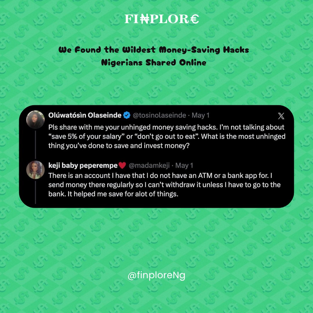 FinploreNg's tweet photo. Saving money in Nigeria? E no easy — but trust Nigerians to always find a way!

We came across some very real and very creative saving hacks shared online, and honestly… some of these deserve awards! https://t.co/z8dHnxufDL