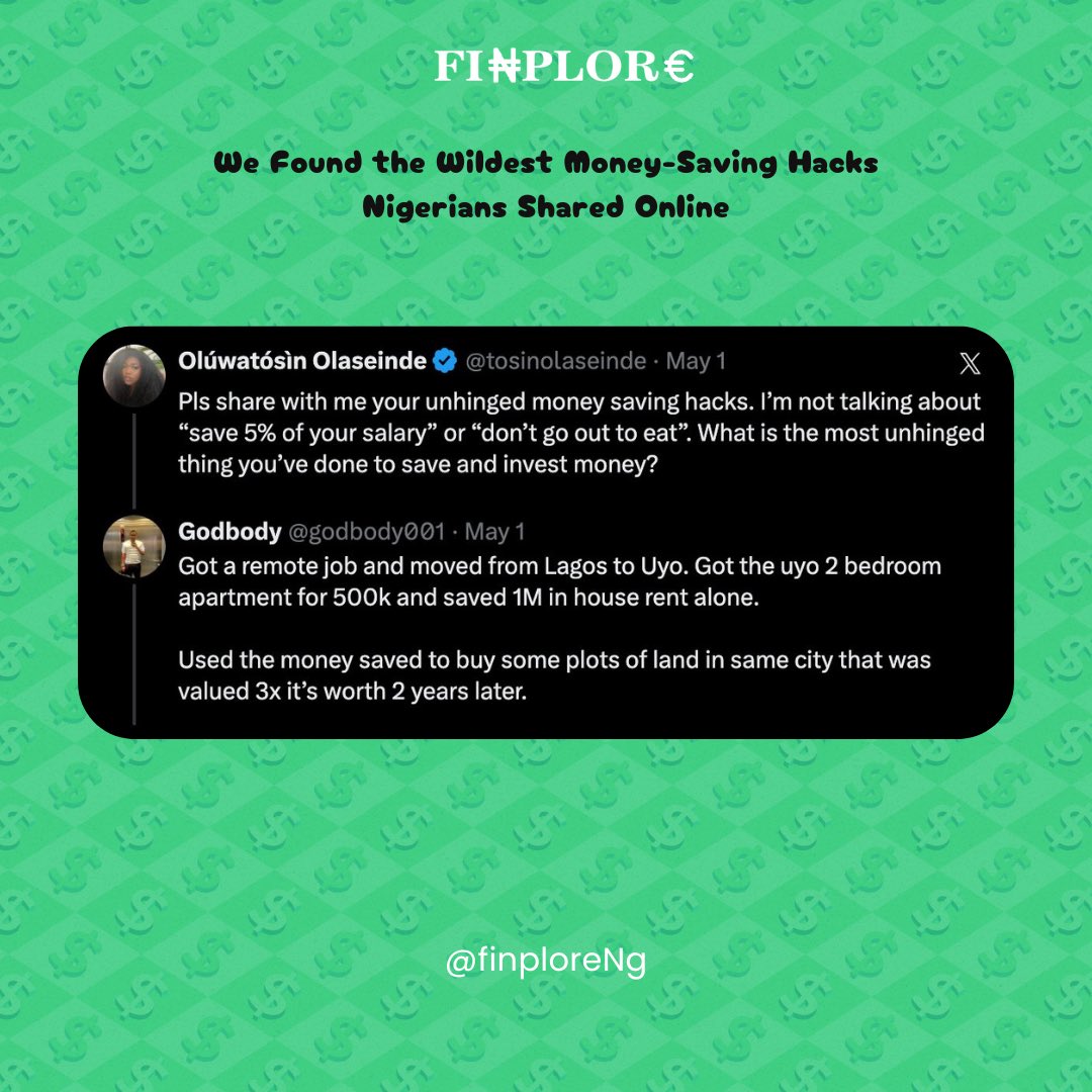 FinploreNg's tweet photo. Saving money in Nigeria? E no easy — but trust Nigerians to always find a way!

We came across some very real and very creative saving hacks shared online, and honestly… some of these deserve awards! https://t.co/z8dHnxufDL