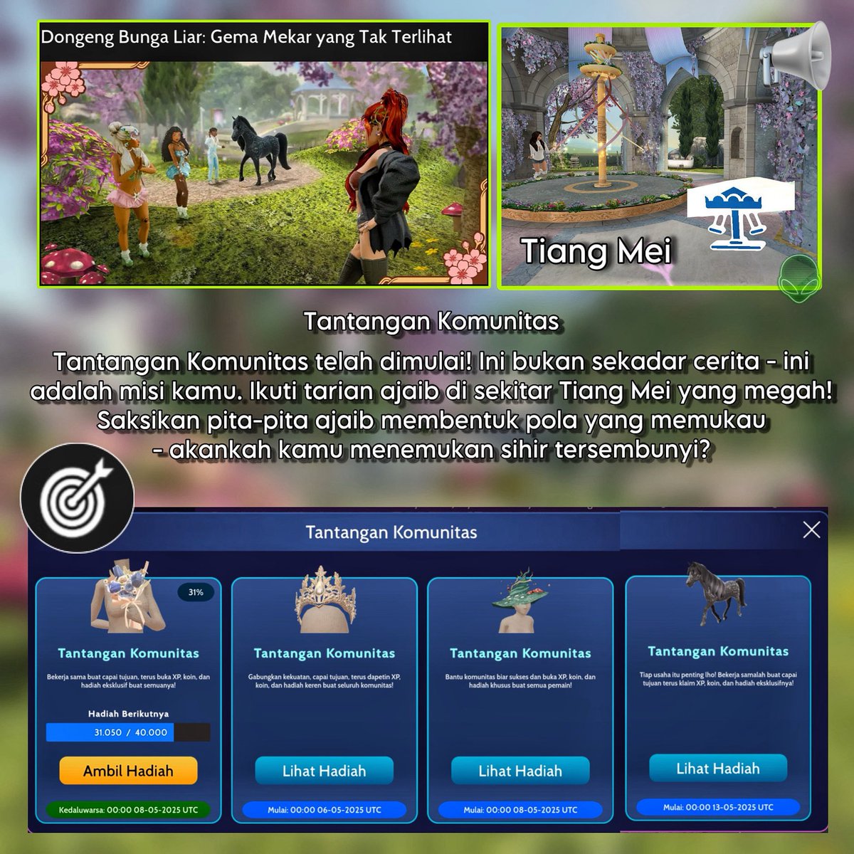 avakininfo_'s tweet photo. 📢 Ayo ramaikan Tiang Mei! 🎡✨
Biar Tantangan Komunitas (1) baru udah muncul—bantu selesaikan bareng teman-teman dan buka semua hadiahnya!

Gabung dan bantu komunitas capai target untuk buka hadiah eksklusif! @avakinofficial 

🎁 Xp - Koin - Hadiah Eksklusif https://t.co/hyYxphJuYu