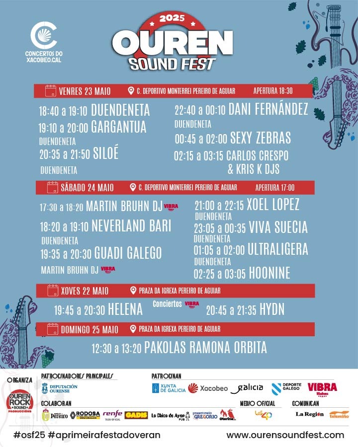 Horarios para o X aniversario 

<a href="/DeputacionOU/">Deputación de Ourense</a> <a href="/VibraMahou/">Vibra Mahou</a> <a href="/Turgalicia/">Turismo de Galicia</a> <a href="/ConcelloPereiro/">ConcelloPereiro</a>