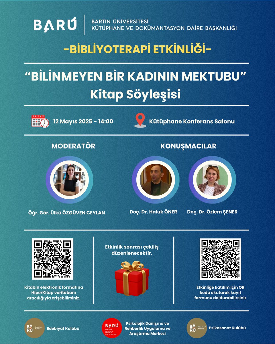 Bartın Üniversitesi Kütüphane ve Dökümantasyon Daire Başkanlığı ve PDREM İş Birliği İle ‘’Bibliyoterapi Temelli Kitap Söyleşisi ’’ Gerçekleştirilecektir