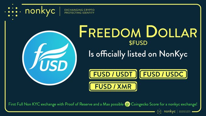 Freedom Dollar: Privacy-First Stablecoin Debuts on NonKYC Exchange