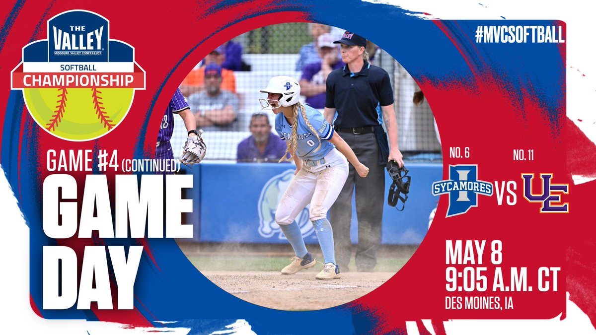 Missouri Valley Conference (@mvcsports) on Twitter photo Let's get back to it‼️
We kick off day 2⃣ in the 3rd inning of Game 4 as No. 6 <a href="/IndStSoftball/">Indiana State Softball</a> and No. 11 <a href="/UEAthletics_SB/">UE Softball</a> pick up where they left off last night‼️
Follow Along⬇️
🖥️bit.ly/4j9aYPv
📊bit.ly/4kcy1tD
📺 bit.ly/3EXwpVs
#MVCSoftball Let's get back to it‼️
We kick off day 2⃣ in the 3rd inning of Game 4 as No. 6 <a href="/IndStSoftball/">Indiana State Softball</a> and No. 11 <a href="/UEAthletics_SB/">UE Softball</a> pick up where they left off last night‼️
Follow Along⬇️
🖥️bit.ly/4j9aYPv
📊bit.ly/4kcy1tD
📺 bit.ly/3EXwpVs
#MVCSoftball