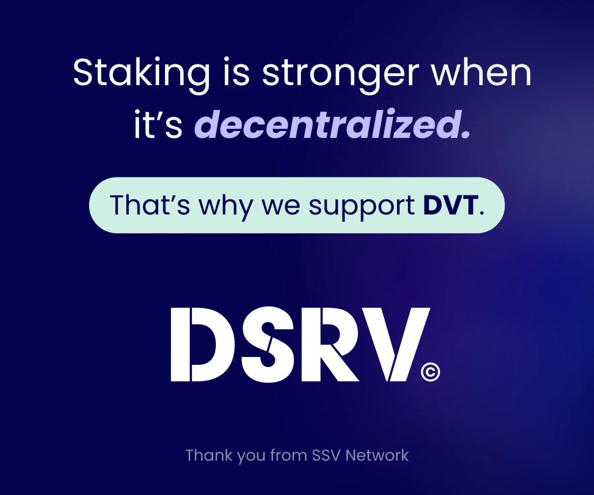 DSRV (@dsrvlabs) on Twitter photo Big congratulations <a href="/ssv_network/">SSV Network</a> on the amazing #SSV100k milestone! ๐
Decentralized staking is a team effort, and weโre proud to be part of it! Big congratulations <a href="/ssv_network/">SSV Network</a> on the amazing #SSV100k milestone! ๐
Decentralized staking is a team effort, and weโre proud to be part of it!