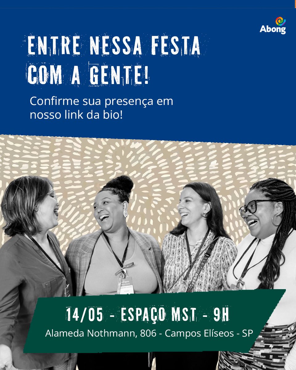 🚨 Tá no ar a programação do Festival Abong!
Já conferiu o que vai rolar no segundo dia? 👀

🎉 Evento gratuito, com debates, cultura e participação social!
📌 As inscrições já estão abertas — garante a sua!

👉 Link na bio!