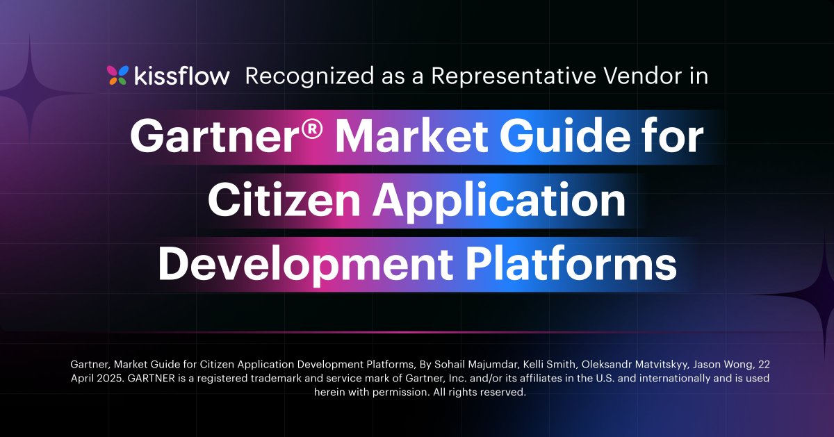 kissflow's tweet image. Kissflow mentioned as a Representative Vendor in the 2025 Gartner® Market Guide for Citizen Development Platforms!

Click here to see the guide if you have the access:
gartner.com/en/documents/6…

#citizendevelopment #applicationdevelopment #gartner #marketguide #kissflow