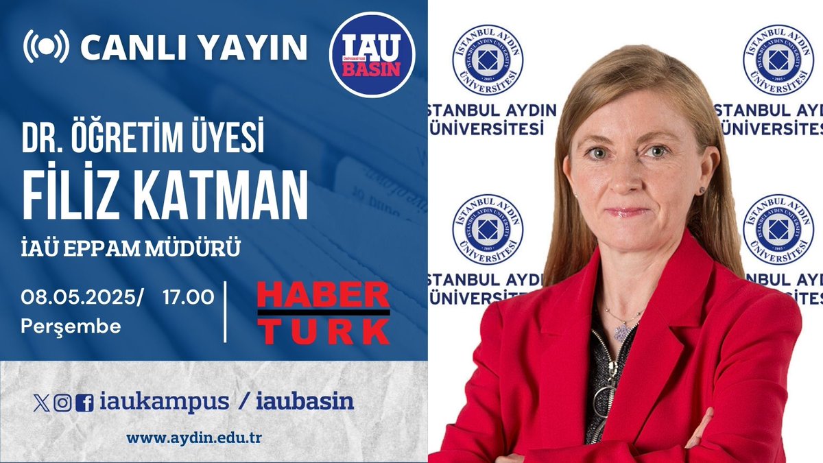 İstanbul Aydın Üni. Kurumsal İletişim Direktörlüğü (@iaubasin) on Twitter photo 📺 Öğretim Üyemiz ve EPPAM Müdürümüz Dr. Filiz Katman, dış politika hakkında değerlendirmelerde bulunacak.
İzlemek için 📷 m.haberturk.com/canliyayin
<a href="/drmaydin/">Prof. Dr. Mustafa AYDIN</a>
<a href="/IAUKampus/">İstanbul Aydın Üniversitesi</a>
<a href="/iauiibf_/">İAÜ İktisadi ve İdari Bilimler Fakültesi</a>
<a href="/IAU_EPPAM/">IAU_EPPAM</a>
<a href="/filizkt/">Filiz Katman</a>
<a href="/HaberturkTV/">Habertürk TV</a> 📺 Öğretim Üyemiz ve EPPAM Müdürümüz Dr. Filiz Katman, dış politika hakkında değerlendirmelerde bulunacak.
İzlemek için 📷 m.haberturk.com/canliyayin
<a href="/drmaydin/">Prof. Dr. Mustafa AYDIN</a>
<a href="/IAUKampus/">İstanbul Aydın Üniversitesi</a>
<a href="/iauiibf_/">İAÜ İktisadi ve İdari Bilimler Fakültesi</a>
<a href="/IAU_EPPAM/">IAU_EPPAM</a>
<a href="/filizkt/">Filiz Katman</a>
<a href="/HaberturkTV/">Habertürk TV</a>
