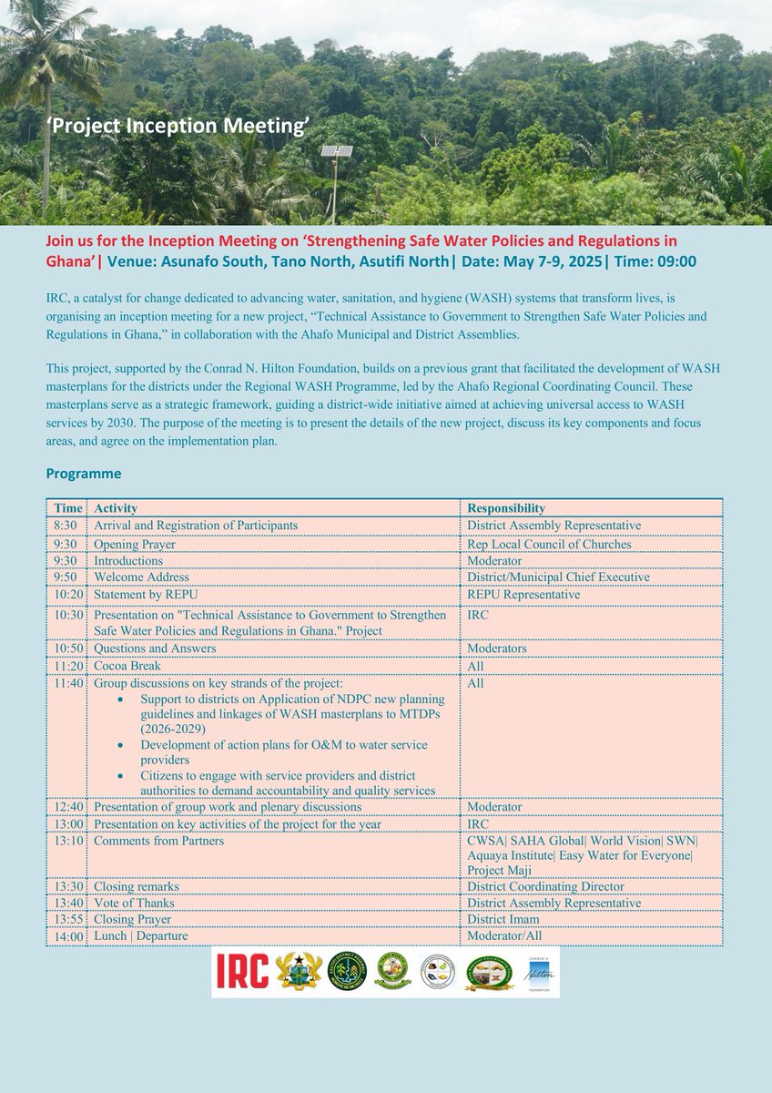 IRC_Ghana's tweet photo. Happening this week                                                             
Inception Meeting on Strengthening Safe Water Policies &amp; Regulations in Ghana!
📍 Asunafo South, Tano North, Asutifi North
🤝 Organised by #IRCWASH &amp; Ahafo Districts, with support from @HiltonFound https://t.co/lMnCq0heFd