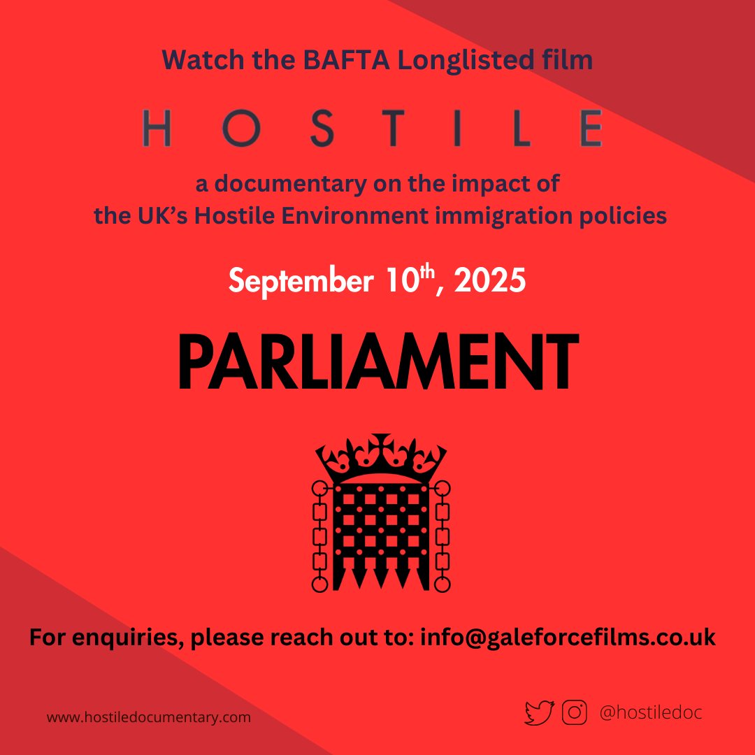 We are thrilled to announce the closing event of the second phase of our Impact Campaign - a screening of <a href="/hostiledoc/">Hostile</a> <a href="/UKParliament/">UK Parliament</a> on September 10th, 2025. We look forward to the opportunity to ask important questions to those in power about the future of immigration law.
