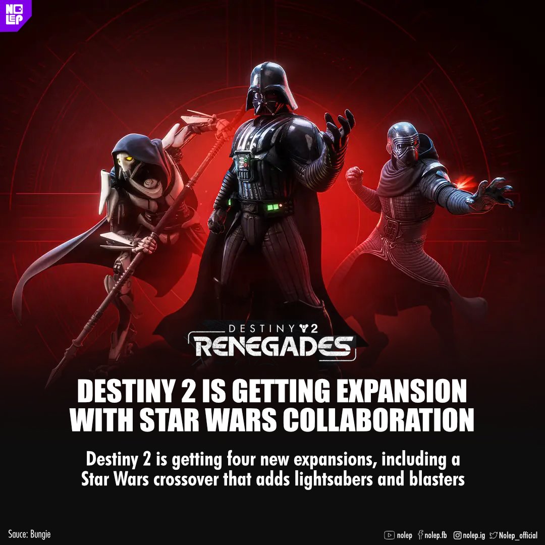 Nolep_official's tweet photo. Bungie has officially announced a crossover between Destiny 2 and the Star Wars franchise, introducing a collection of themed cosmetics inspired by iconic characters. 

The collaboration will be available starting May 7, aligning with the broader Star Wars Day celebrations. https://t.co/9XeMdSol7l