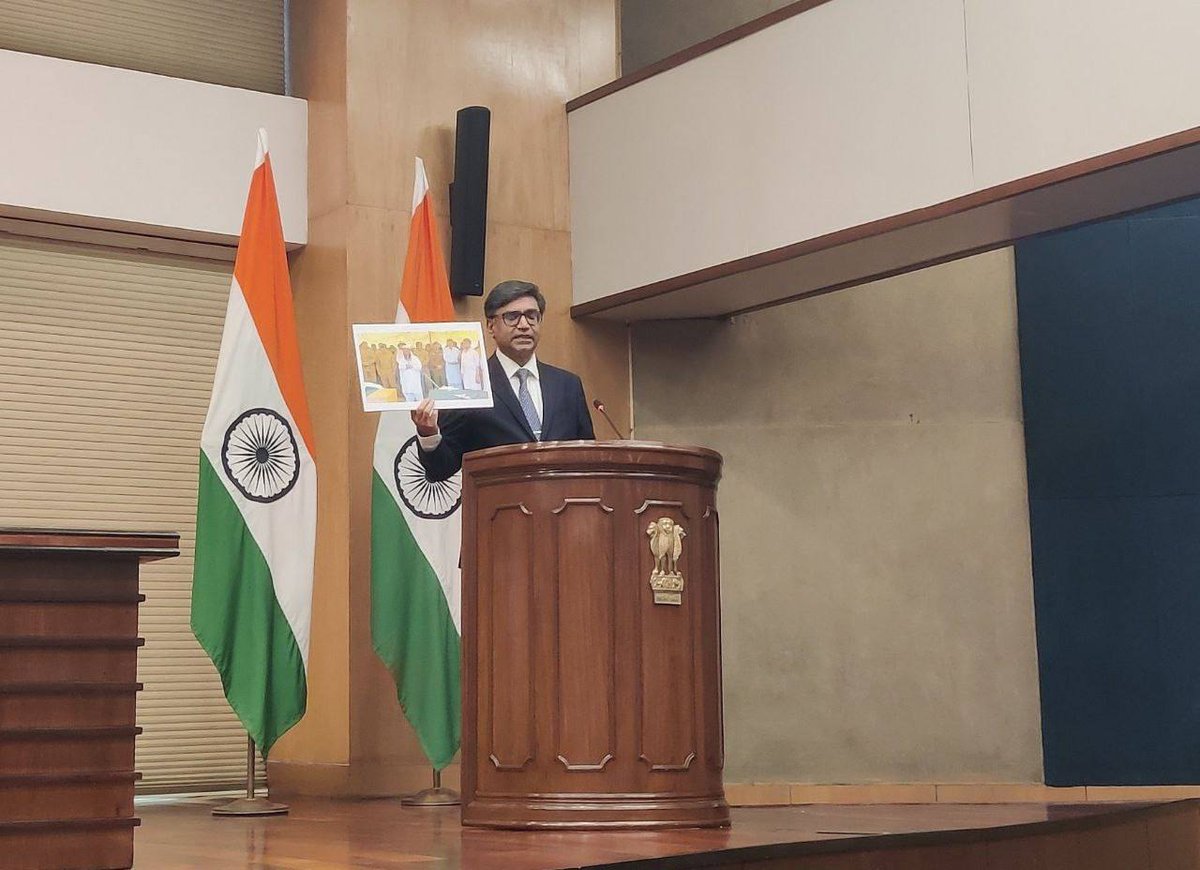 Indian foreign secretary shows a photo of a State funeral of terrorists killed proving that terrorism is directly linked to Pakistan government