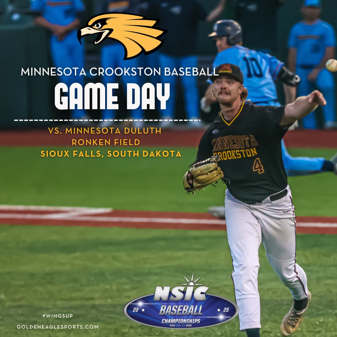 Golden Eagle Sports (@umncrookstonath) on Twitter photo Day 2️⃣ of the NSIC Tournament. Now it is win or go home, also known as our time to shine!
<a href="/UMCBaseball/">UMC Baseball</a>
🆚 Minnesota Duluth
⏰12 pm
📍Ronken Field
📈 goaugie.com/sidearmstats/b…
📺 nsicnetwork.com Day 2️⃣ of the NSIC Tournament. Now it is win or go home, also known as our time to shine!
<a href="/UMCBaseball/">UMC Baseball</a>
🆚 Minnesota Duluth
⏰12 pm
📍Ronken Field
📈 goaugie.com/sidearmstats/b…
📺 nsicnetwork.com