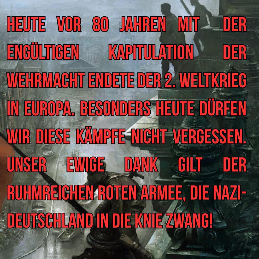 8. Mai 1945. Heute vor 80 Jahren endete der 2. Weltkrieg in Europa!

#weltkrieg2 #kriegsende #sozialismus #berlin #rotearmee #8mai #8mai1945