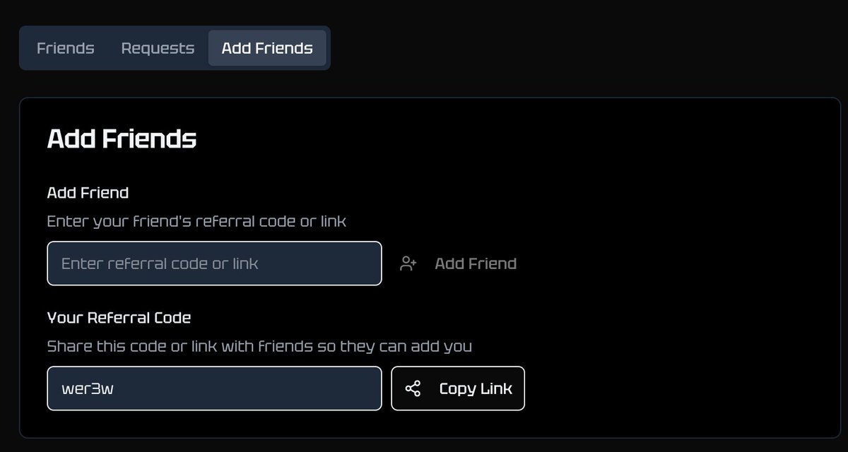 nftom.eth (@nftom_eth) on Twitter photo Latest experimental feature on <a href="/CryptoMBTIApp/">Crypto MBTI - Fun Personality Test</a>
See your friends' Crypto MBTI and compatibility.
Try the new Friend mode, send friend requests with
your referral code. Mine is wer3w
"Friends" can be found in the drop-down menu after you log in. Latest experimental feature on <a href="/CryptoMBTIApp/">Crypto MBTI - Fun Personality Test</a>
See your friends' Crypto MBTI and compatibility.
Try the new Friend mode, send friend requests with
your referral code. Mine is wer3w
"Friends" can be found in the drop-down menu after you log in.