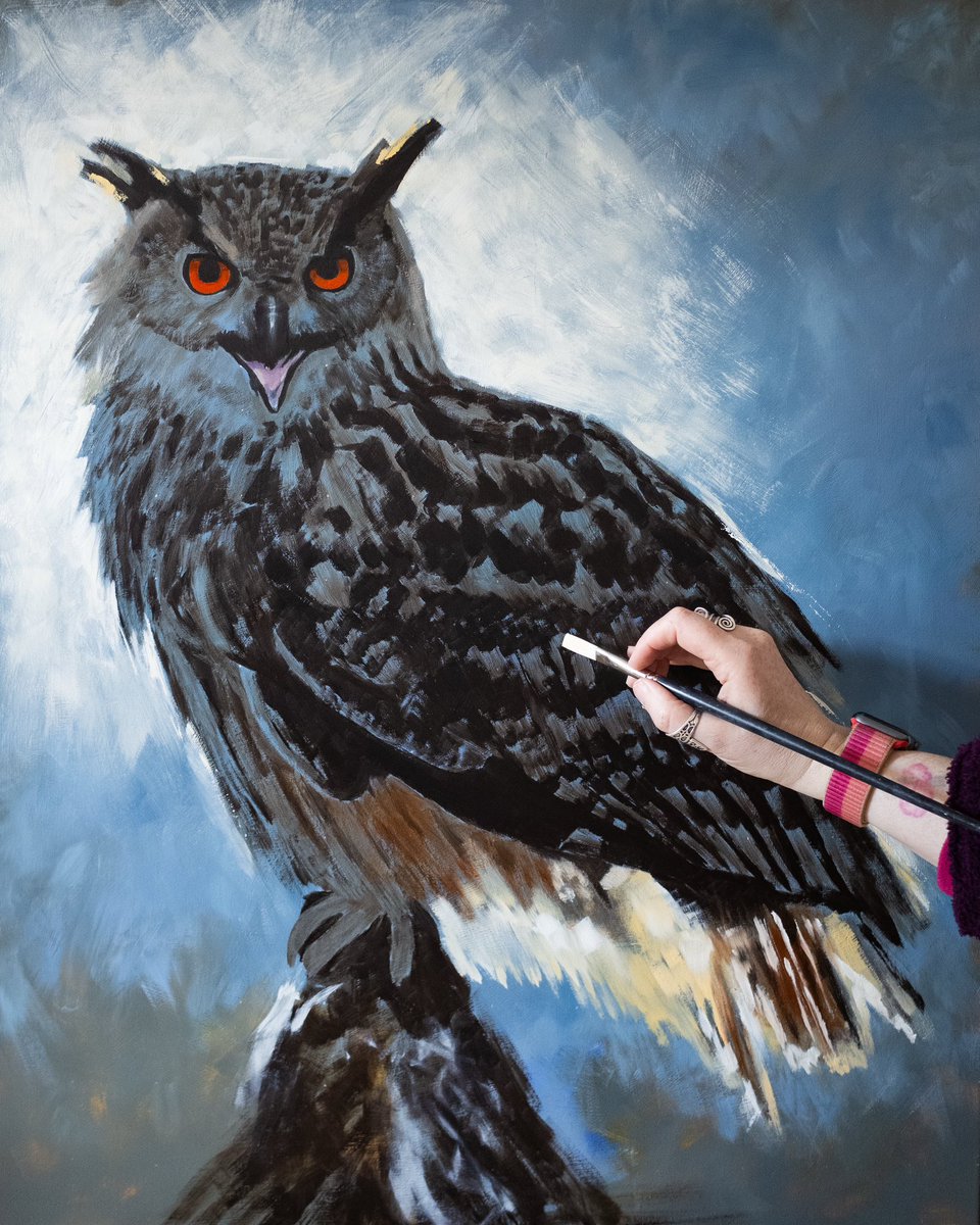 New beginnings!! The base layers of a brand new painting are done! Whoohoo! 🥳 Can you tell which owl it is yet? 😁 Obvs lots more painting to be done yet so watch this space!
Oils on canvas, 24x30”