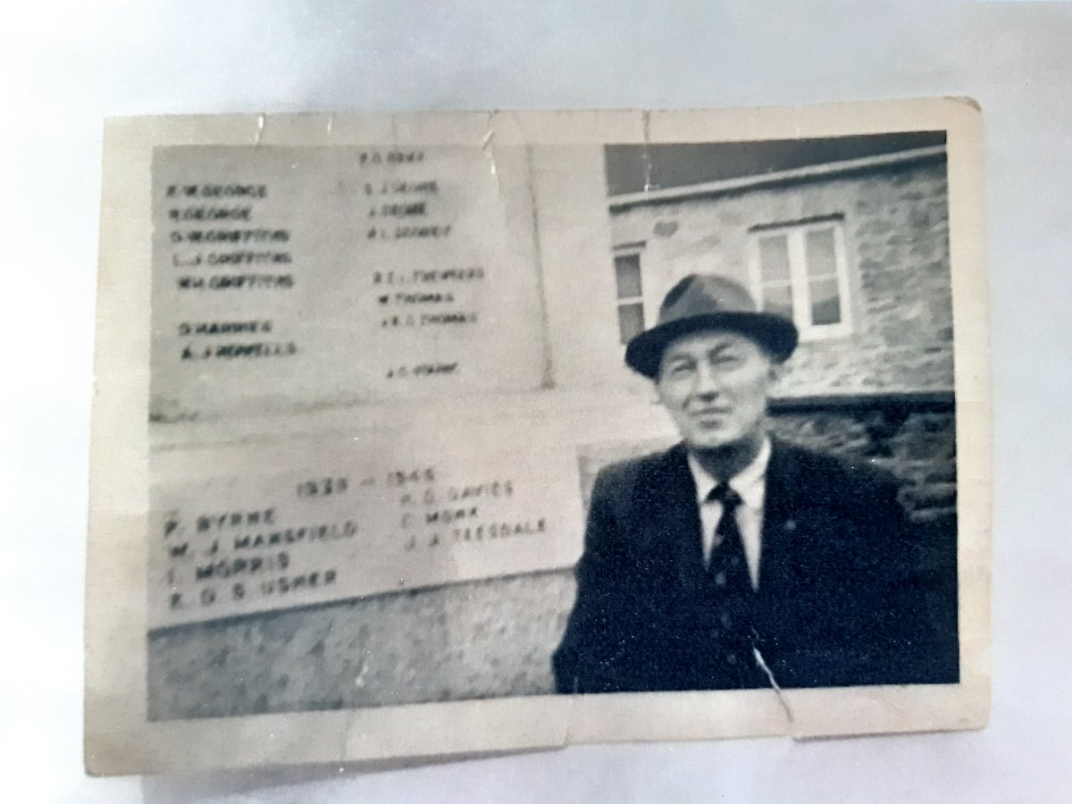 Part 4: He went to the Nürnberg Trials. The photo shows him by the War Memorial by Pembroke Castle where his name was accidentally put on and you can still see where it was removed. He was affected by his war time experiences for the rest of his life.